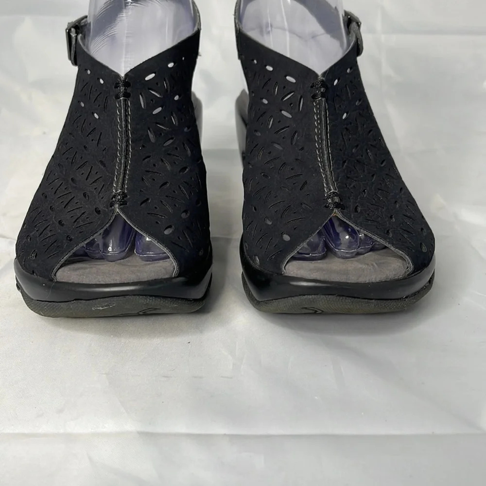 JBU Monica Black Peep Toe Slingback Clogs Adventure On Cutout Size 6.5M - Picture 7 of 15
